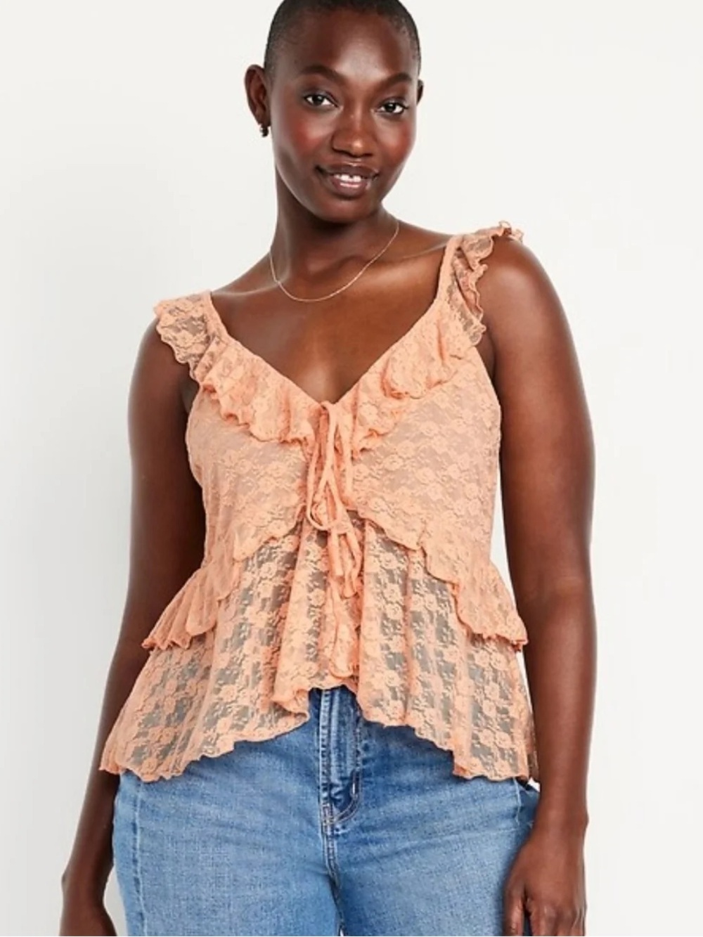 NWOT Old Navy Floral Lace Babydoll Ruffle Tank Top